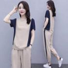 Set: Short-sleeve Two-tone T-shirt + Harem Pants