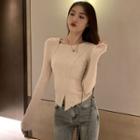 Long-sleeve Split Ribbed T-shirt