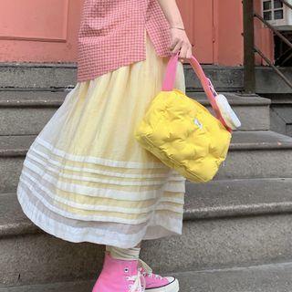 Midi A-line Layered Skirt Yellow - One Size