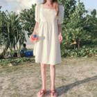 Short-sleeve Lace Trim Shift Dress