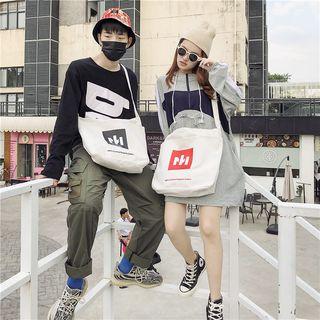 Printed Lettering Canvas Tote Bag