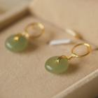 Gemstone Alloy Dangle Earring Stud Earring - 1 Pair - Gold & Green - One Size