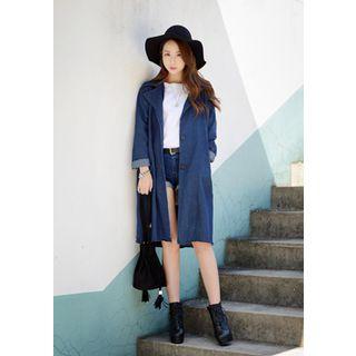 Single-breasted Denim Long Jacket
