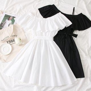 One-shoulder Mini Dress With Sash