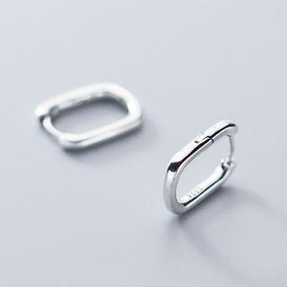 Geometric Shape Hoop Earring 1 Pair - Silver - One Size