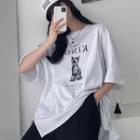 Cat-print Oversize T-shirt