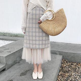 Mesh Panel Maxi Skirt