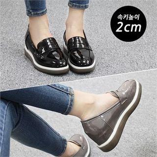 Hidden-heel Penny Patent Loafers