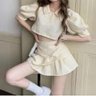 Short-sleeve Crop Polo Shirt / Mini Skirt