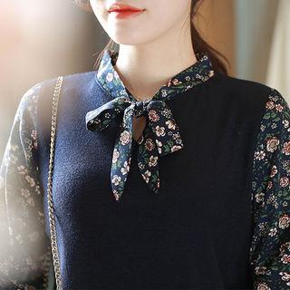 Knit-panel Floral Print Mini Dress
