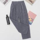 Plain Corduroy Straight Leg Pants Gray - One Size