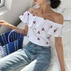 Off Shoulder Short-sleeve Crop Top As Shown In Figure - One Size