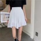 Irregular Frill Trim Mini A-line Chiffon Skirt