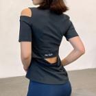Short-sleeve Cold-shoulder Sports Top