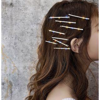 Rhinestone Hair Pin Set Of 4 - Rhinestone - Silver - One Size
