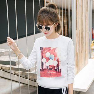 Ballon Printed Long-sleeve Top