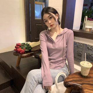 Plain Hooded Oversize Top