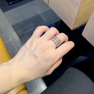 Layered Stainless Steel Open Ring 1pc - Silver - One Size