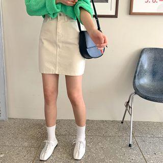 Zip-fly Cotton Miniskirt