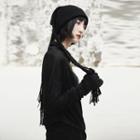 Fringed Trim Beanie Black - One Size