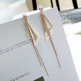 Rhinestone Triangle & Bar Fringed Earring 1 Pair - As Shown In Figure - One Size