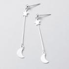 925 Sterling Silver Moon Dangle Earring 1 Pair - S925 Silver - Silver - One Size