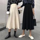 High-waist Pleated Knit A-line Skirt