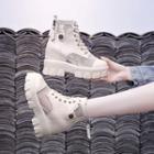 Platform Hidden-wedge Perforated Short Boots