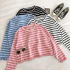 Round Neck Color Block Striped Knit Top