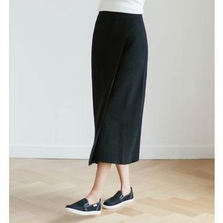 Wool Blend Long Wrap Skirt