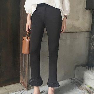 Frill Hem Slim-fit Pants