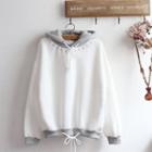 Letter Embroidery Hoodie White - One Size