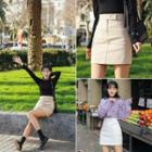 Snap-button A-line Miniskirt
