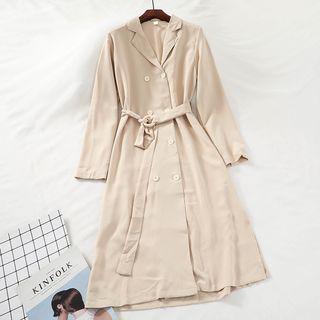 Double-breasted Chiffon Dress With Sash