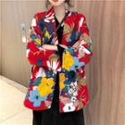 Flower Print Blazer As Shown In Figure - One Size