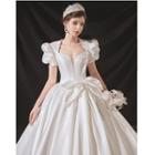 Puff-sleeve Tie-front Wedding Ball Gown (various Designs)
