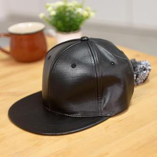 Faux Leather Baseball Cap Black - One Size