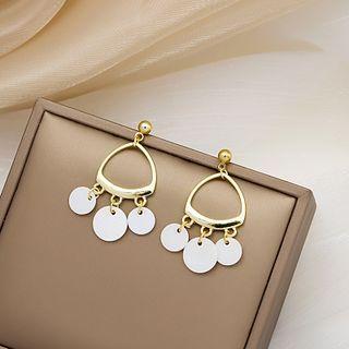 Disc Shell Fringed Earring 1 Pair - E1912-4 - Gold - One Size
