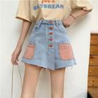 Color Block Denim Skort