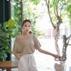 Asymmetric-shoulder Cutaway-trim Top
