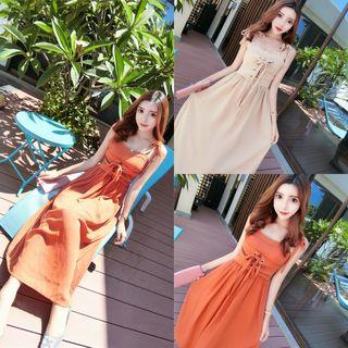 Strappy Lace-up A-line Midi Dress