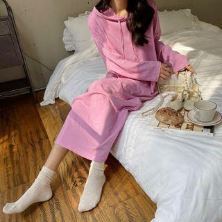 Drop-shoulder Maxi Hoodie Dress
