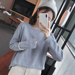 Long Sleeve Plain Knit Top Khaki - One Size