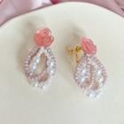 Rose Faux Pearl Fringed Earring