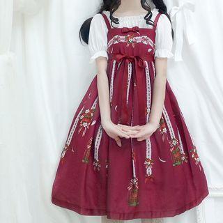 Sleeveless Bow Accent A-line Dress / Handkerchief