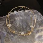 Faux Cat Eye Stone Layered Alloy Magnetic Bangle S247 - Gold - One Size