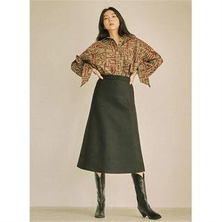 Loose-fit Patterned Shirt Khaki - One Size