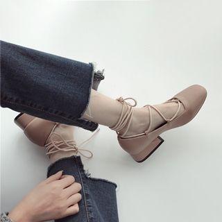 Faux-leather Lace-up Pumps