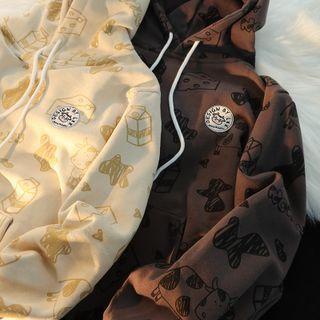 Cartoon Cow Embroidered Hoodie