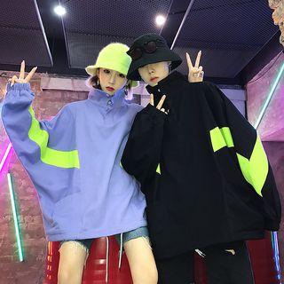 Couple Matching Color Block Loose-fit Pullover